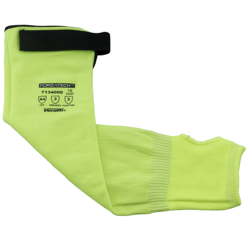 VERATTI® Forzatech™ 13 Gauge A4 Composite Cut Resistant High Viz Lime Green Sleeve with Thumbhold & Velcro Closure. Size 18" 7134000_web