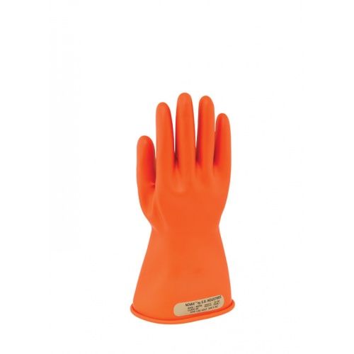Arc Flash Gloves Class 0, Natural Rubber, 11" Long, Rolled Cuff, Size 8, Orange CLGR11CC09A