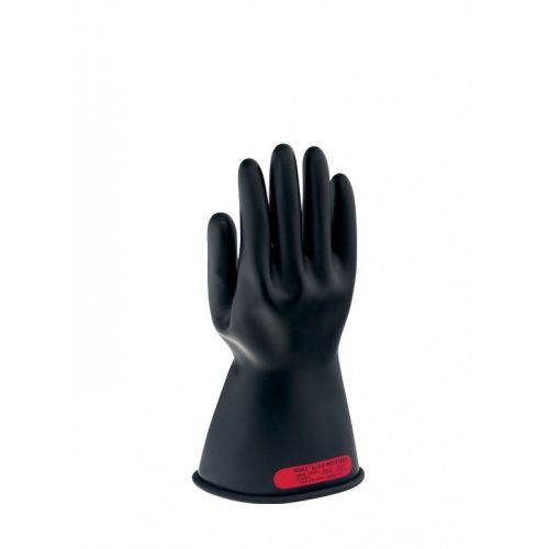 Arc Flash Gloves Class 00, Natural Rubber, 11" Long, Rolled Cuff, Size 8, Black CLGR11CC09BB